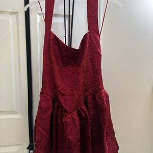 Elegant Red Halter Neck Dress